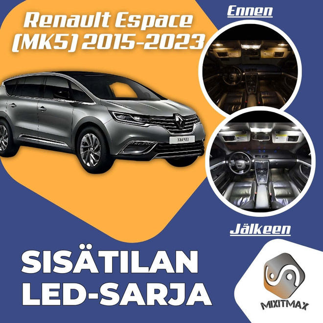 Renault Espace V Sisätilan LED-sarja 9-osainen