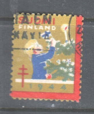 1944 TUB joulumerkki leimattuna.