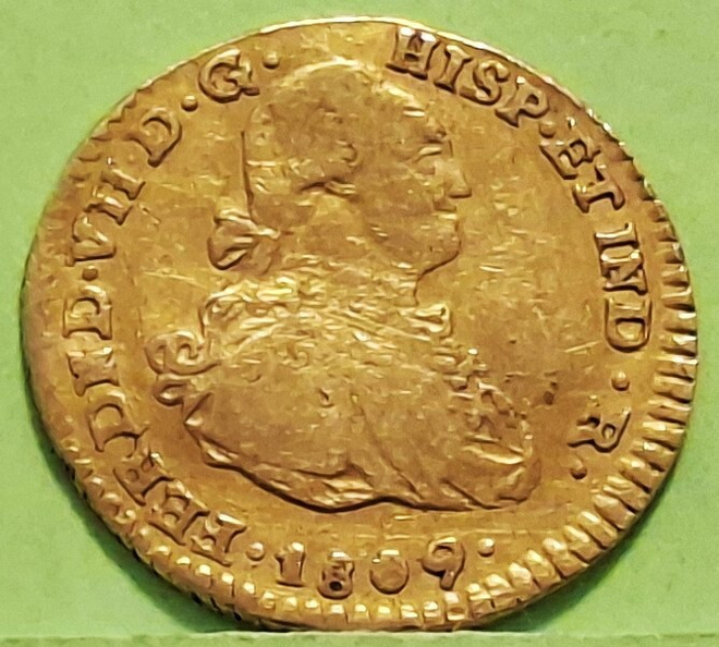 Kolumbia, 1 Escudo 1809 Fernando VII 3,21 g