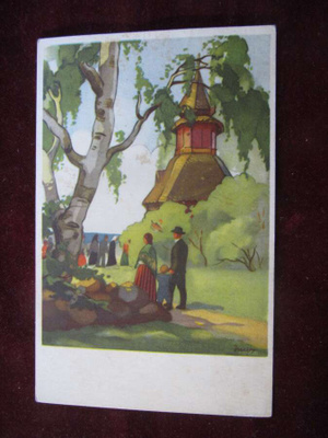 Kirkkopiha Askolassa. Wendelin. Postikortti
