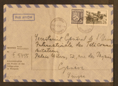 # 23615 # Kirje lentopostissa Helsinki > Sveitsi - 1955
