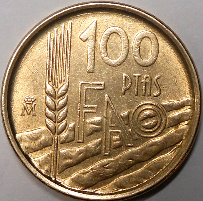 Spain. 100 pesetas 1995. "FAO".