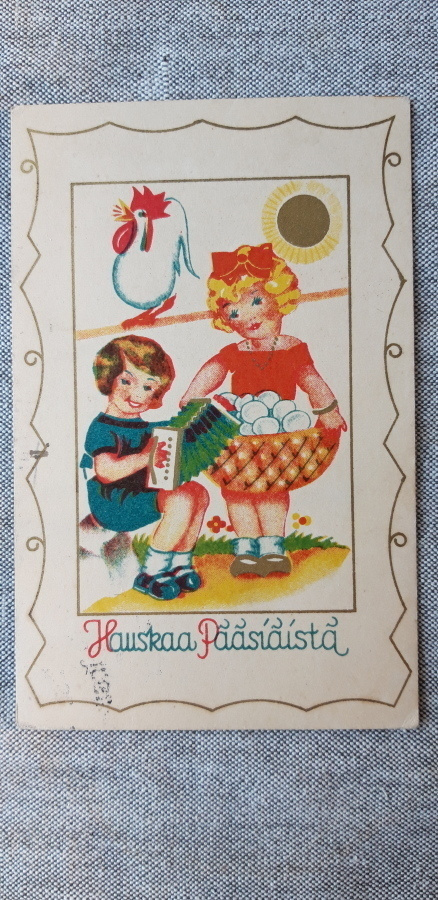 Vanha pääsiäiskortti v. 1942, rivileima Lantula