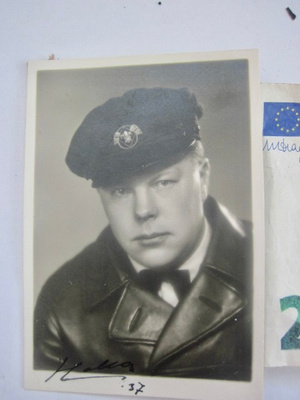 VANHA Valokuva Kuljettaja KAIVA Kokardi MK ym 1937