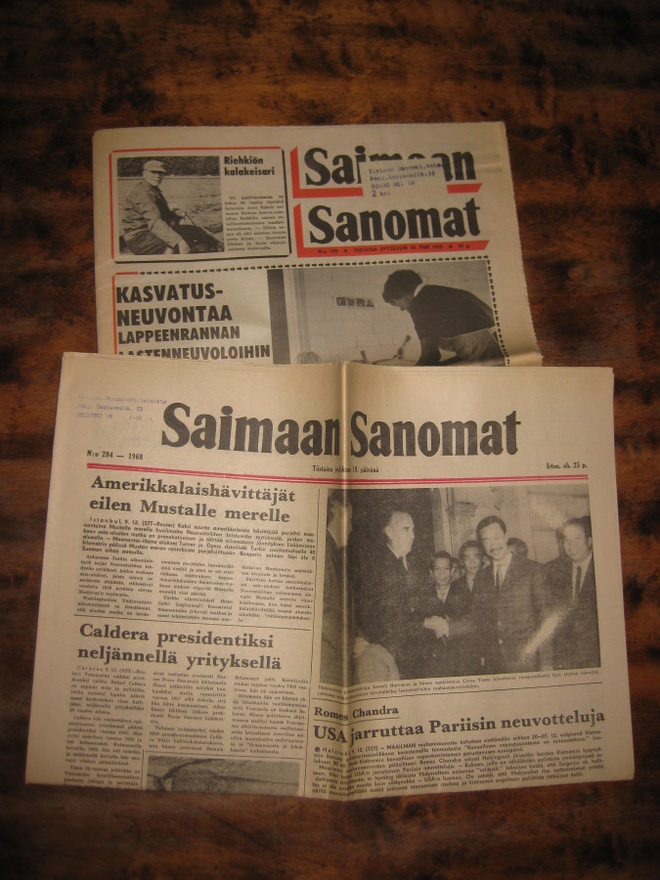 Sanomalehti  Saimaan Sanomat  2 kpl