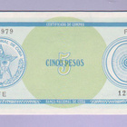 Kuuba 5 Pesos Serie C v.1985- UNC (Certificado de Compra) - pikkukuva 1
