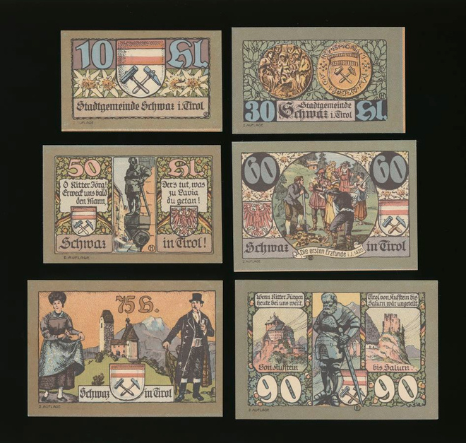 Itävalta 10, 30, 50, 60, 75, 90 Heller, Schwaz, 2. painos