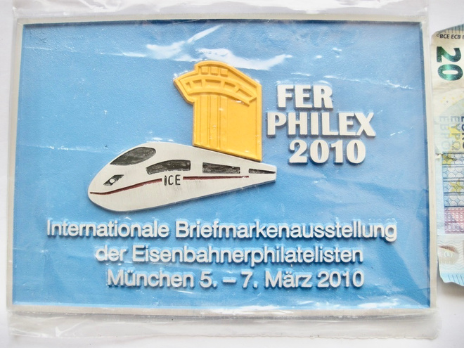 Plaketti Rautatien Filatelistit 2010 Philex Messut Saksa