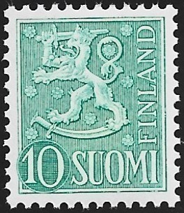 1954 M-54 Leijona 10 mk sinertävänvihreä ** Lape 430 b