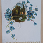 Ikkunakortti, maisema, kukkia, art nouveau -koristelu, 1917 - pikkukuva 1