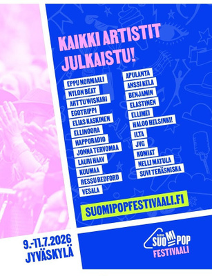 SUOMIPOP JYVÄSKYLÄ 3 Päivää 9.-11.7.2026