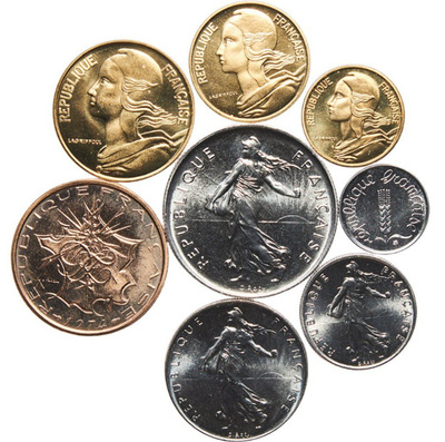 France Fifth Republic 1974 Coinage Set UNC (8 coins)
