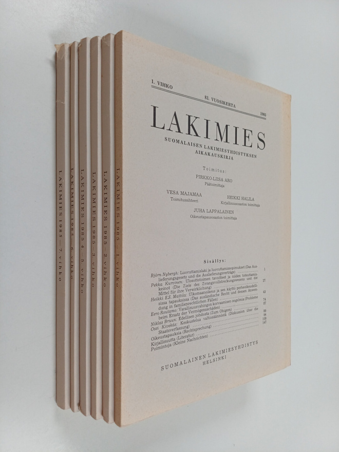 Lakimies vuosikerta 1985 (1-7) (nro 8 puuttuu)