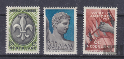 Hollanti 1937 Mi 301-303 sarja liimakkeellisena