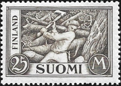 1930 M30 Puunkaata 25 mk harmaht ruskea ** Lape 157 b SP Lm2
