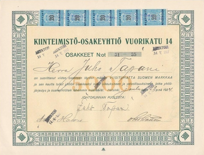 OKK 1924 Kiinteimistö-Osakeyhtiö Vuorikatu14, Helsinki osake