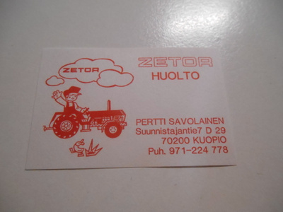 TT Etiketti ZETOR huolto Kuopio