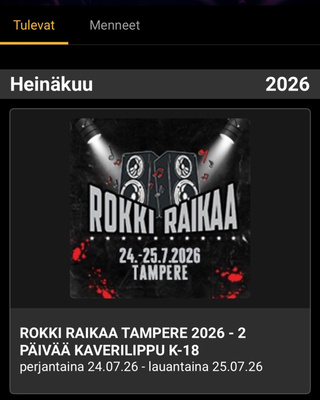 Rokki Raikaa Tampere 2pv kaverilippu