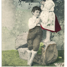 Tyttö ja poika - Carte Postale, kulk. 1904 - pikkukuva 1
