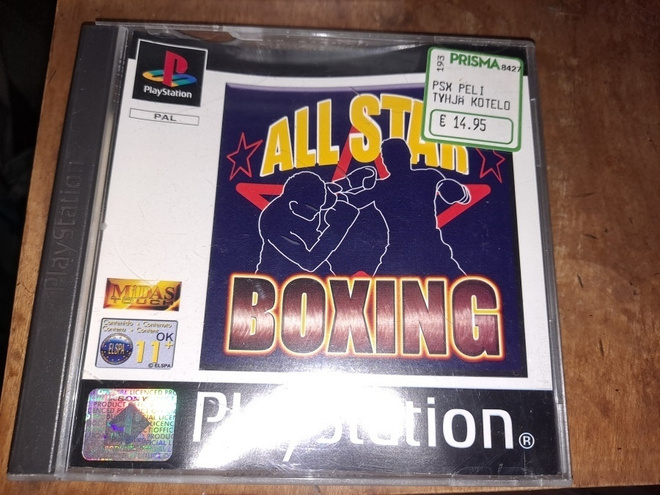SLES03958 PS1 All Star Boxing videopeli Black Label CIB PAL