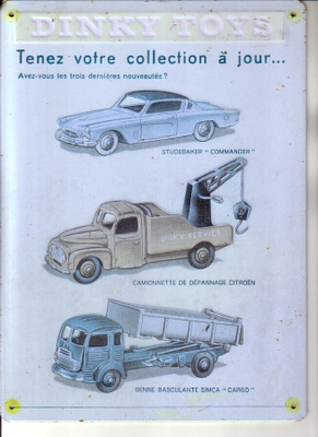 sek, Dinky Toysin peltinen sisustustaulu autoista