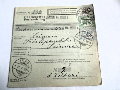 1928 Illo (Vammala) postiosoitus Loimaalle