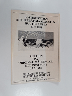 Postikorttien alkuperäismaalausten huutokauppa 17.2.1988
