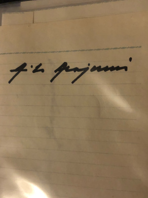 Aila Arajuuri nimikirjoitus paperilla