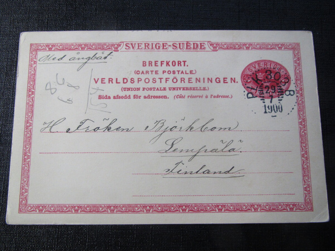 10 öre 1900 Ehiökortti. Brefkort .Ruotsi- Sweden