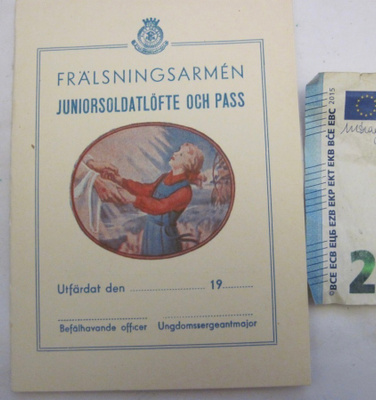 VANHA Lupauskortti Pelastusarmeija Nuorisosotilas 1951