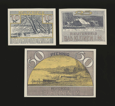 Saksa Notgeld 10, 25, 50 Pfg, Bad Kleinen 1922