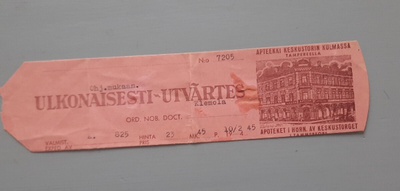 signatuuri Tampere apteekki Keskustorin kulmassa -45 PUN.