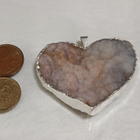 ISO Raakakivi akaatti kivi sydän riipus silver plated - pikkukuva 2