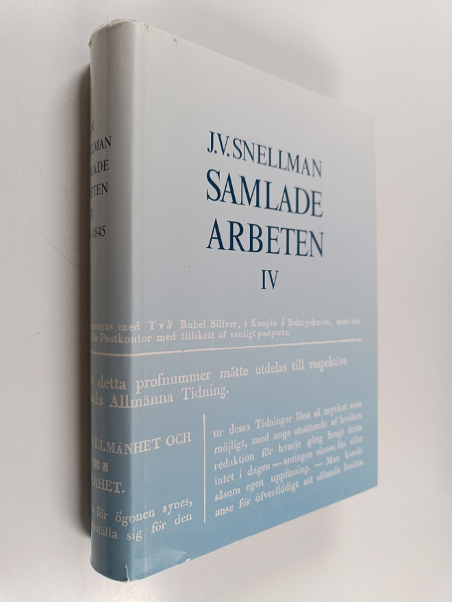 J.V. [Johan Vilhelm] Snellman : Samlade arbeten IV : 1844...