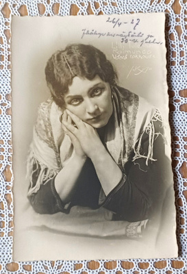 Näyttelijä Lilli Tulenheimo valokuva 26.4.1927 Väärä rakkaus