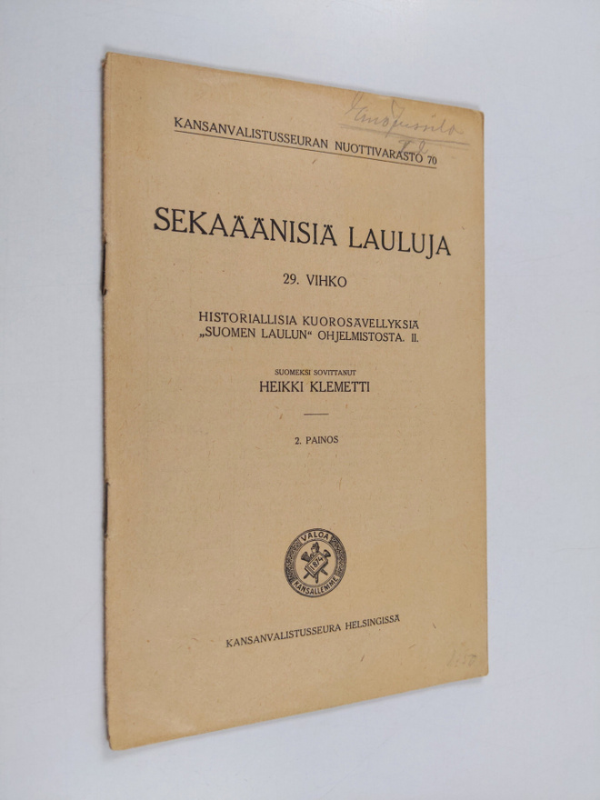 Sekaäänisiä lauluja : 29. vihkop