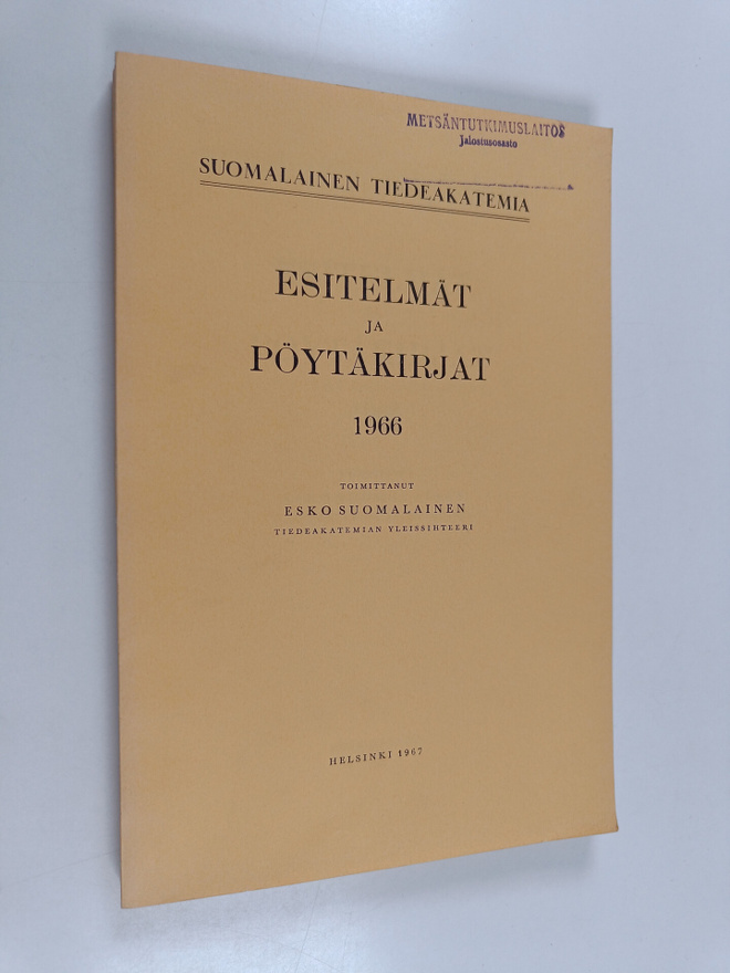Esko (toim.) Suomalainen : Esitelmät ja pöytäkirjat 1966
