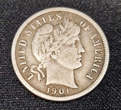 USA Barber dime 1901