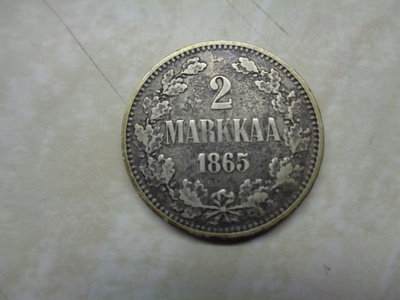 Suomi 2 markkaa 1865 - hopeaa