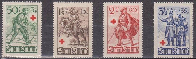 (S0618) Punainen Risti, 1940. Norma 222–225. Leimaamattomat