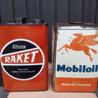 Vintage Mobiloil ja Raket öljykanisterit - pikkukuva 1