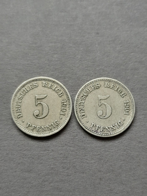 Deutsches Reich 5 pfennig 1901 D,A