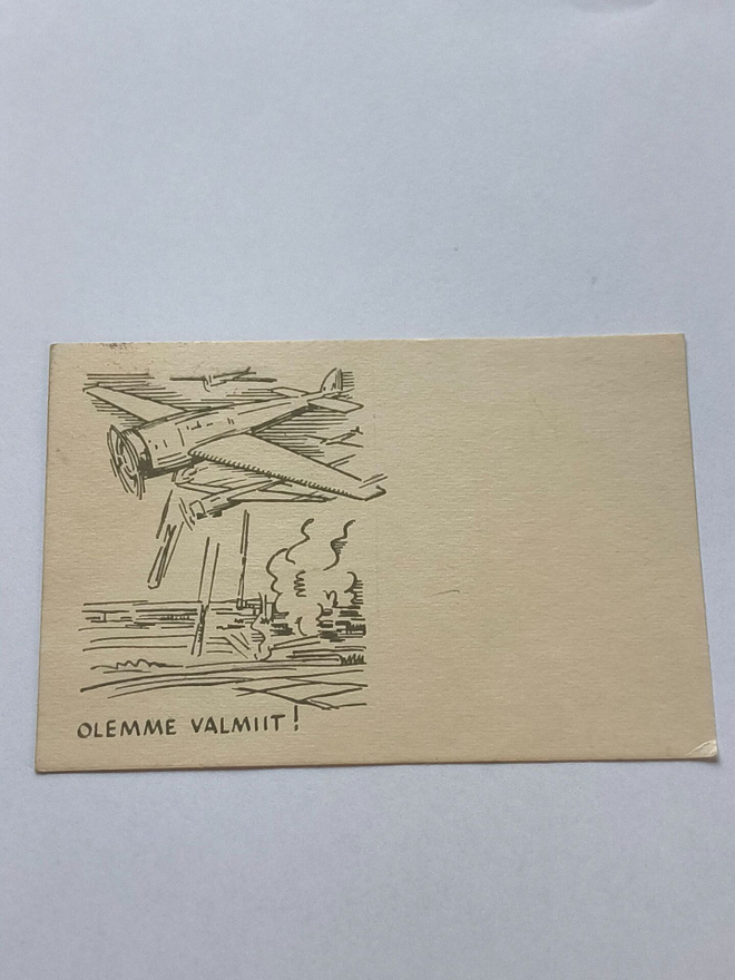 OLEMME VALMIIT !  Vanha kulk. Kenttäpostikortti, kts!