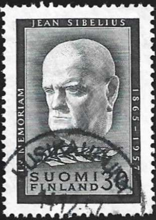 1957 Jean Sibeliuksen surumerkki alareuna LOISTO LaPe 487
