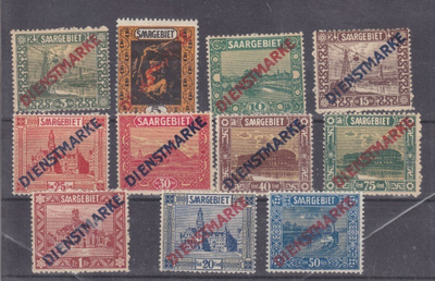 Saksa Saar 1922 Dienst 1-11 liimakkeellisena.