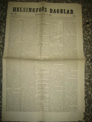 Sanomalehti: Helsingfors Dagblad 13.5.1869 + 1874