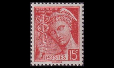 Ranska 377 ** Käyttösarja Merkur 15 C oranssinpunainen (19