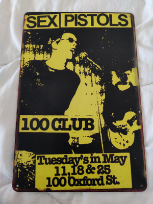 Sex Pistols – 100 Club (1976) Vintage-tyylinen peltikyltti