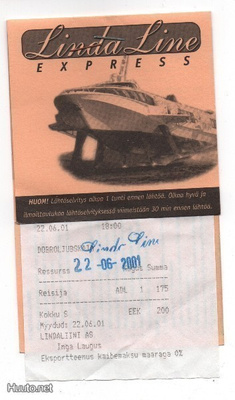 Linda Line matkalippu, 2001/06 #431