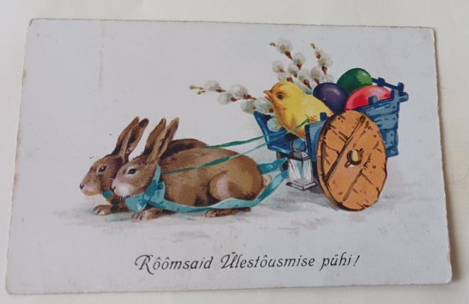 Puput vetävät tipun munakärryä, k. k-k